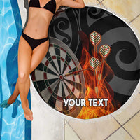 Personalised Aotearoa Darts Beach Blanket Maori Koru Flaming Dartboard LT14 - Polynesian Pride