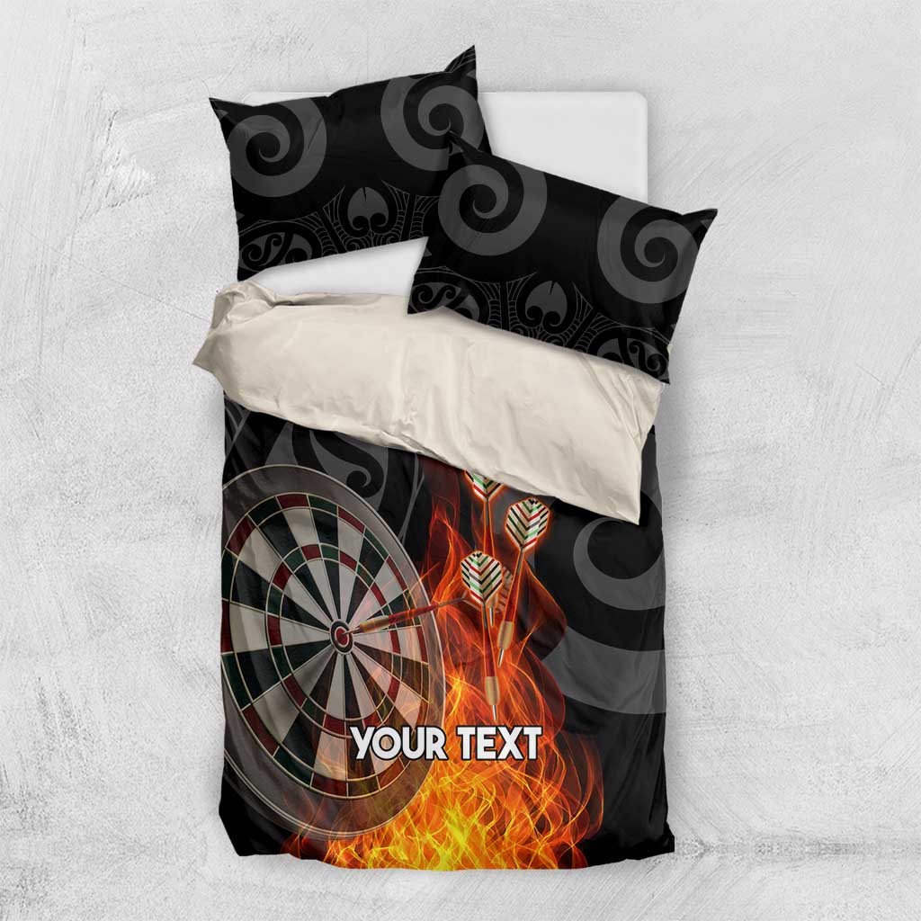 Personalised Aotearoa Darts Bedding Set Maori Koru Flaming Dartboard