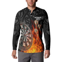 Personalised Aotearoa Darts Button Sweatshirt Maori Koru Flaming Dartboard LT14 - Polynesian Pride