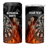 Personalised Aotearoa Darts 4 in 1 Can Cooler Tumbler Maori Koru Flaming Dartboard LT14 One Size: 16 oz Black - Polynesian Pride