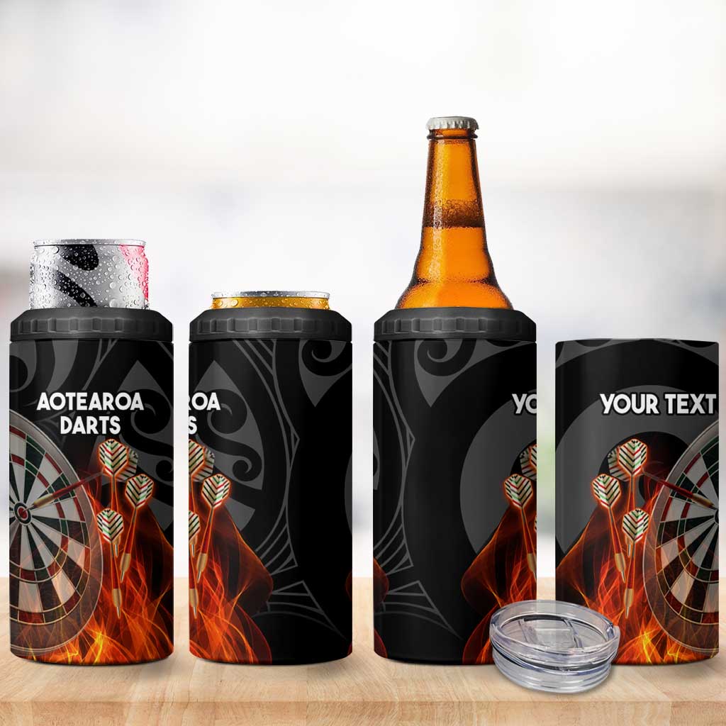 Personalised Aotearoa Darts 4 in 1 Can Cooler Tumbler Maori Koru Flaming Dartboard LT14 - Polynesian Pride