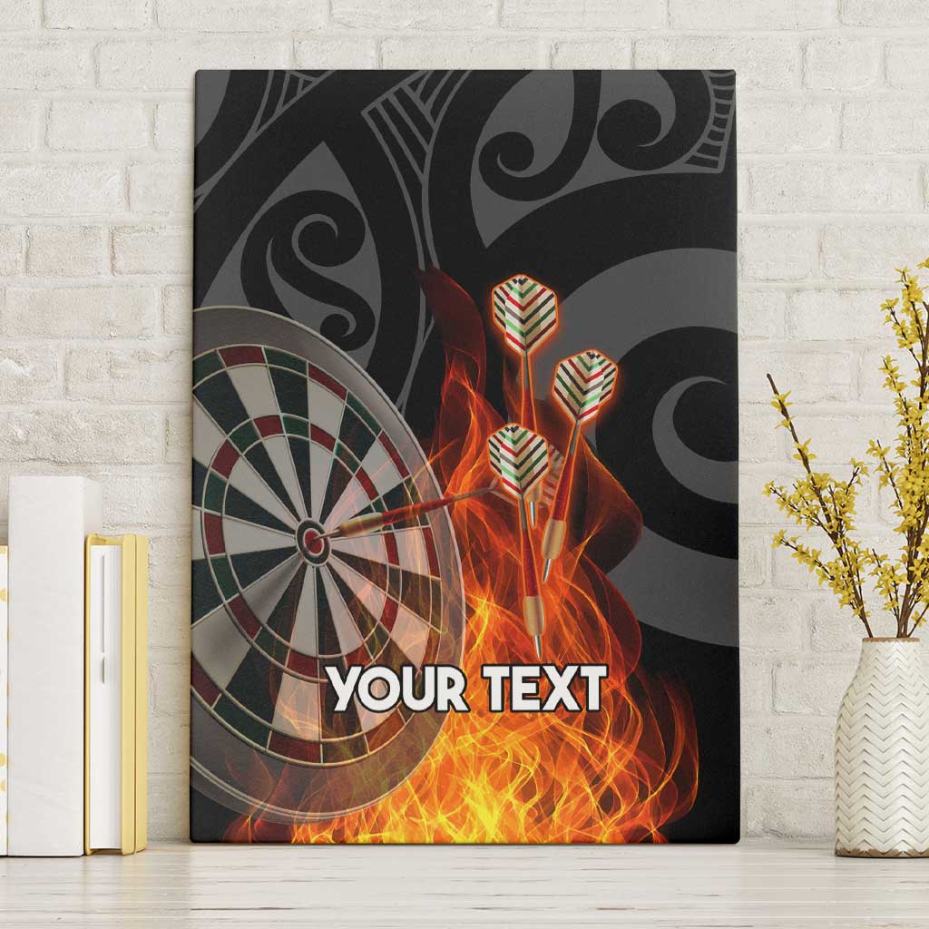 Personalised Aotearoa Darts Canvas Wall Art Maori Koru Flaming Dartboard LT14 Without Frame Black - Polynesian Pride