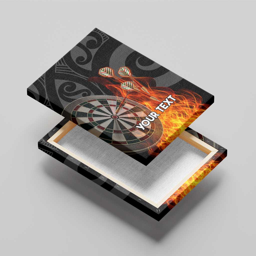 Personalised Aotearoa Darts Canvas Wall Art Maori Koru Flaming Dartboard LT14 - Polynesian Pride
