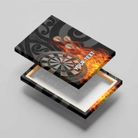 Personalised Aotearoa Darts Canvas Wall Art Maori Koru Flaming Dartboard LT14 - Polynesian Pride