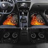 Personalised Aotearoa Darts Car Mats Maori Koru Flaming Dartboard LT14 Set 4pcs Black - Polynesian Pride