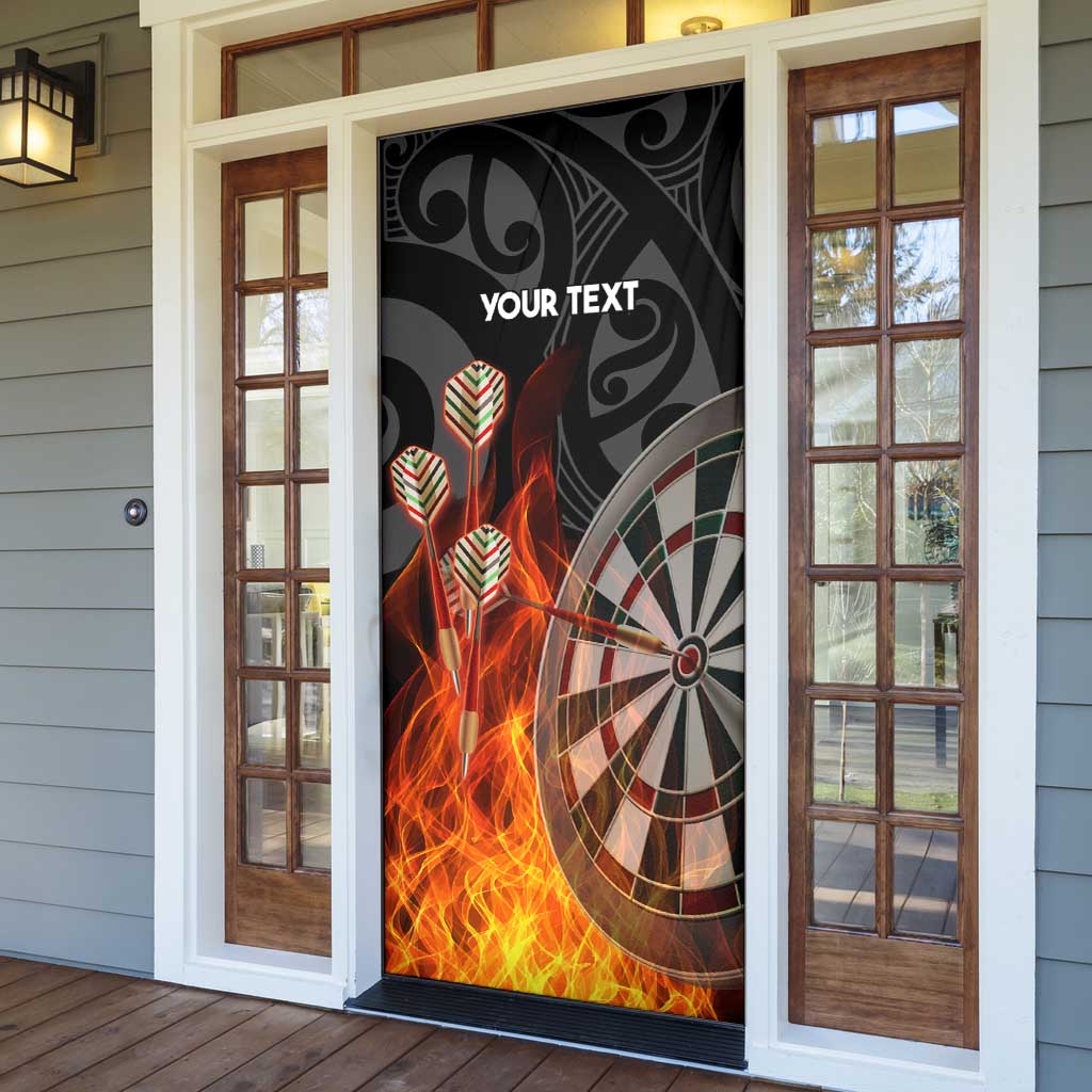 Personalised Aotearoa Darts Door Cover Maori Koru Flaming Dartboard - Polynesian Pride