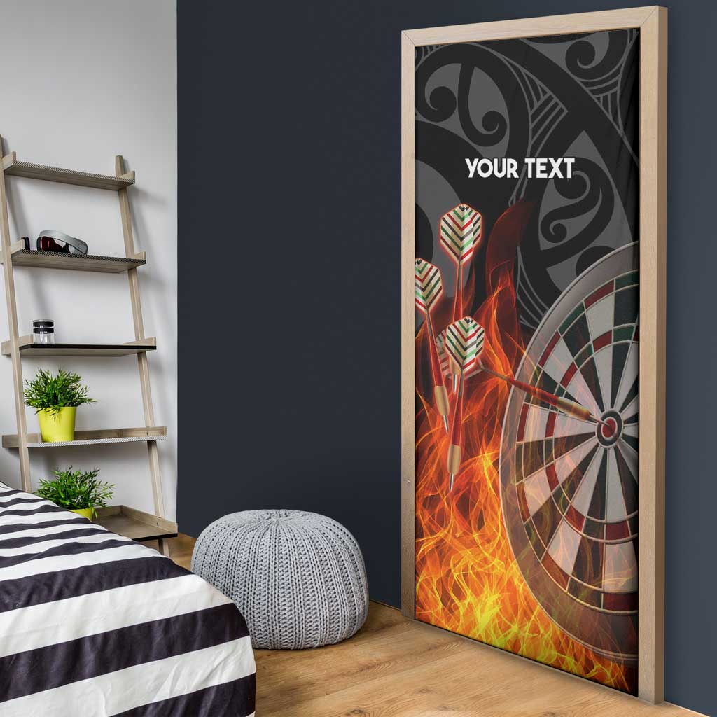 Personalised Aotearoa Darts Door Cover Maori Koru Flaming Dartboard - Polynesian Pride