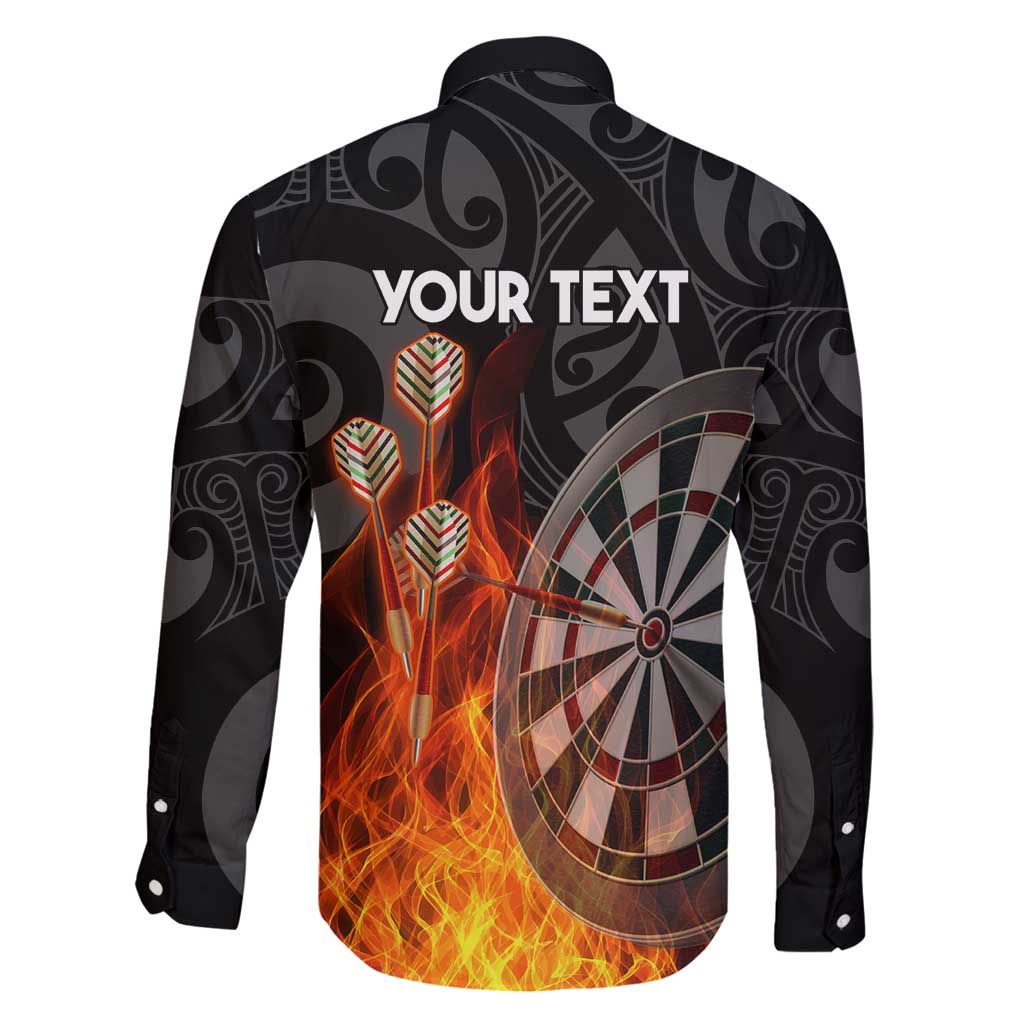Personalised Aotearoa Darts Family Matching Puletasi and Hawaiian Shirt Maori Koru Flaming Dartboard