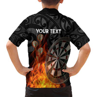 Personalised Aotearoa Darts Family Matching Summer Maxi Dress and Hawaiian Shirt Maori Koru Flaming Dartboard