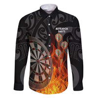 Personalised Aotearoa Darts Family Matching Summer Maxi Dress and Hawaiian Shirt Maori Koru Flaming Dartboard