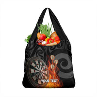 Personalised Aotearoa Darts Grocery Bag Maori Koru Flaming Dartboard LT14 1-pack One Size Black - Polynesian Pride
