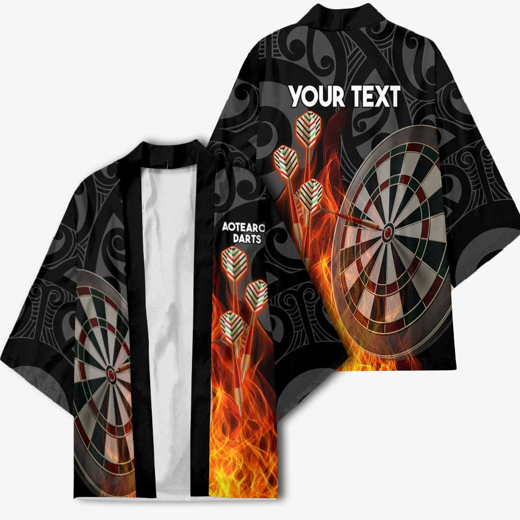 Personalised Aotearoa Darts Kimono Maori Koru Flaming Dartboard - Polynesian Pride