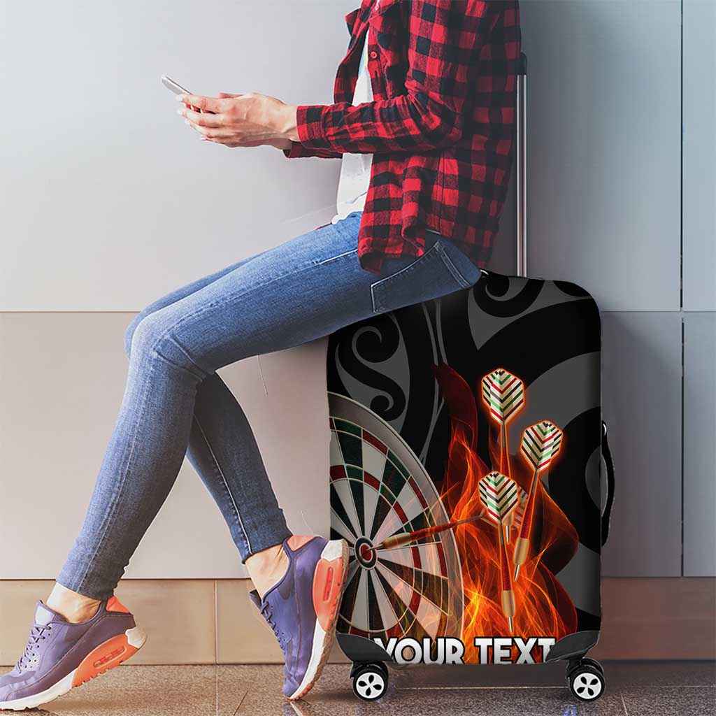 Personalised Aotearoa Darts Luggage Cover Maori Koru Flaming Dartboard