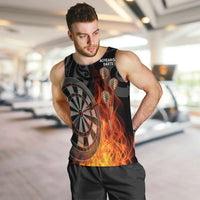 Personalised Aotearoa Darts Men Tank Top Maori Koru Flaming Dartboard LT14 Black - Polynesian Pride
