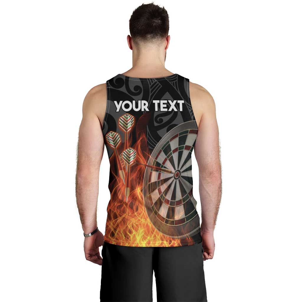 Personalised Aotearoa Darts Men Tank Top Maori Koru Flaming Dartboard LT14 - Polynesian Pride