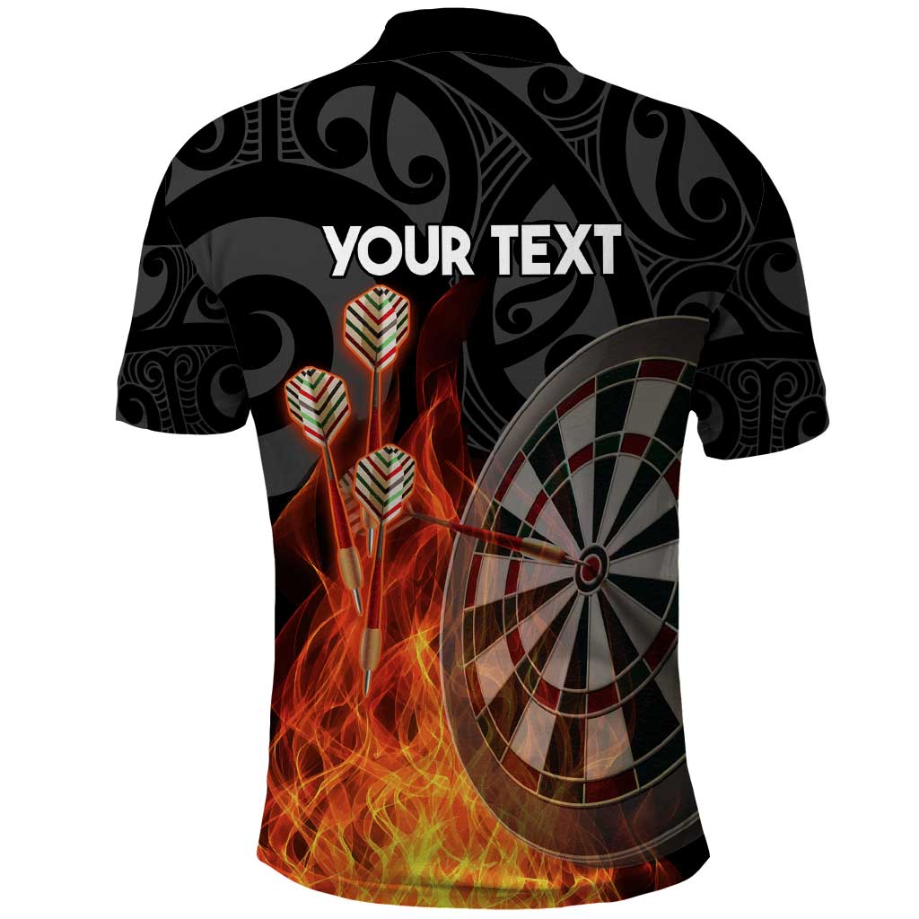 Personalised Aotearoa Darts Polo Shirt Maori Koru Flaming Dartboard