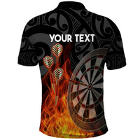 Personalised Aotearoa Darts Polo Shirt Maori Koru Flaming Dartboard
