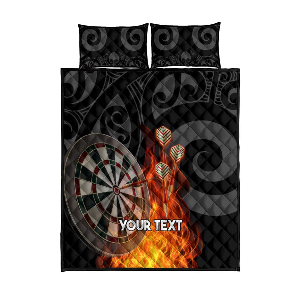 Personalised Aotearoa Darts Quilt Bed Set Maori Koru Flaming Dartboard