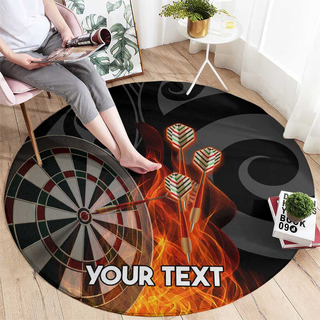 Personalised Aotearoa Darts Round Carpet Maori Koru Flaming Dartboard