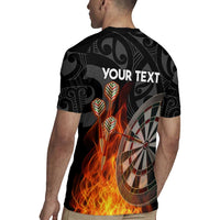 Personalised Aotearoa Darts Rugby Jersey Maori Koru Flaming Dartboard