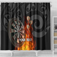 Personalised Aotearoa Darts Shower Curtain Maori Koru Flaming Dartboard