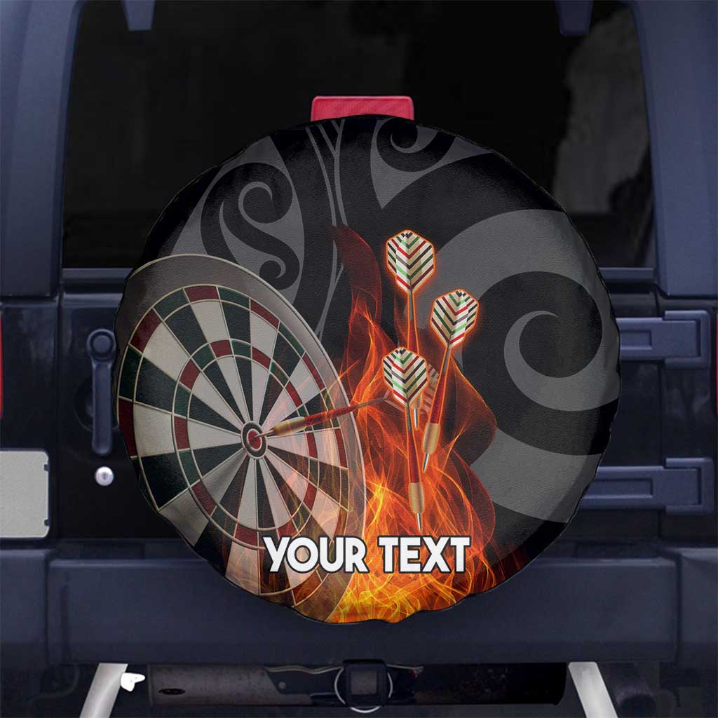 Personalised Aotearoa Darts Spare Tire Cover Maori Koru Flaming Dartboard