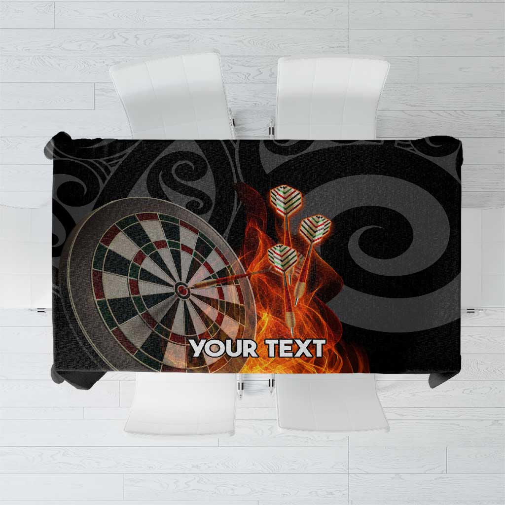 Personalised Aotearoa Darts Tablecloth Maori Koru Flaming Dartboard LT14 Black - Polynesian Pride