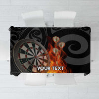 Personalised Aotearoa Darts Tablecloth Maori Koru Flaming Dartboard LT14 Black - Polynesian Pride