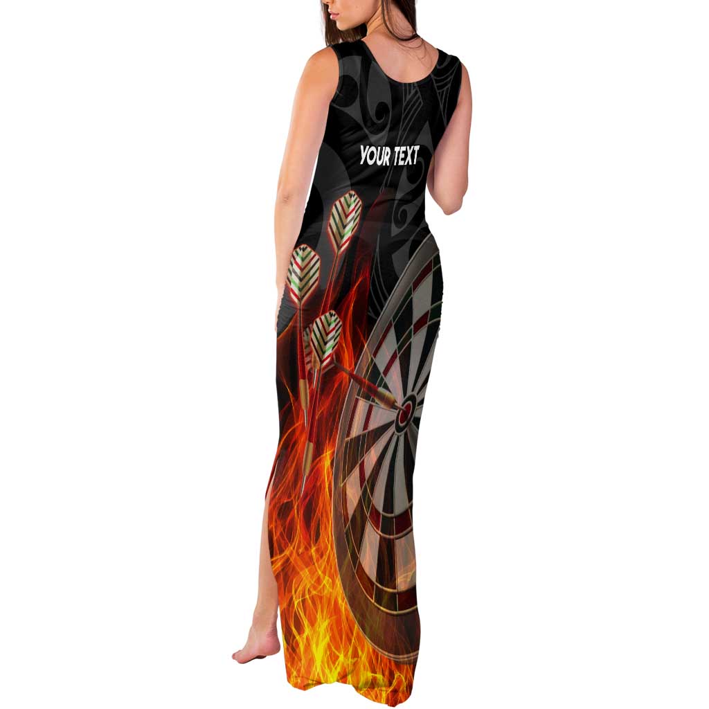 Personalised Aotearoa Darts Tank Maxi Dress Maori Koru Flaming Dartboard