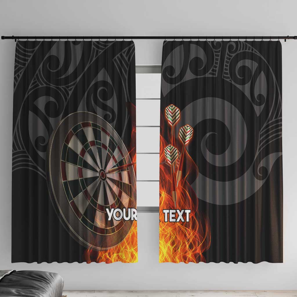Personalised Aotearoa Darts Window Curtain Maori Koru Flaming Dartboard