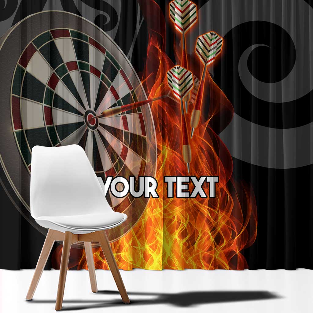 Personalised Aotearoa Darts Window Curtain Maori Koru Flaming Dartboard