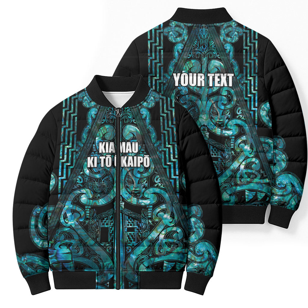 Maori Language Week Personalised Bomber Puffer Jacket Kia Mau Ki To Ukaipo Paua Shell Color LT14 - Polynesian Pride