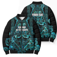 Maori Language Week Personalised Bomber Puffer Jacket Kia Mau Ki To Ukaipo Paua Shell Color LT14 - Polynesian Pride