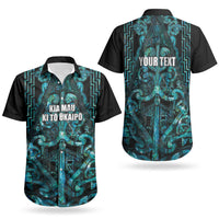 Maori Language Week Personalised Couples Matching Long Sleeve Bodycon Dress and Hawaiian Shirt Kia Mau Ki To Ukaipo Paua Shell Color LT14 - Polynesian Pride