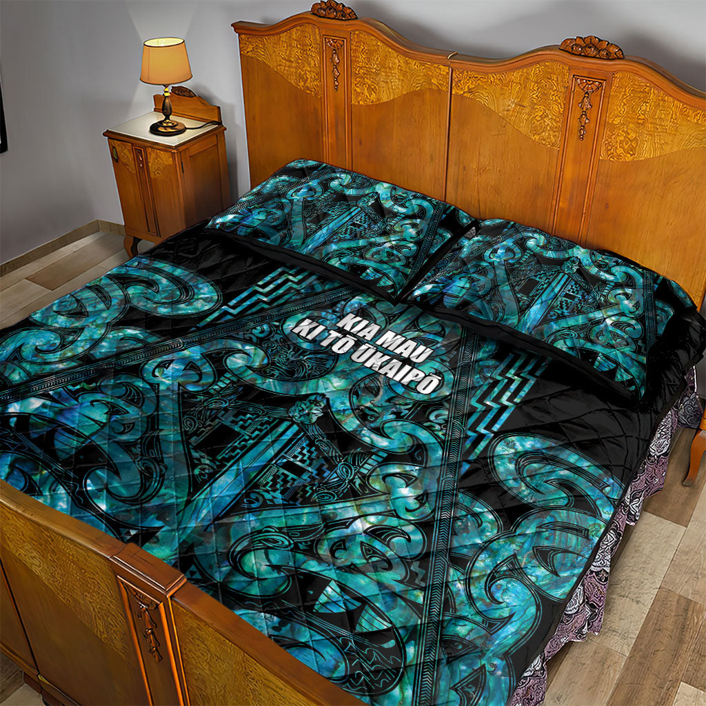 Maori Language Week Quilt Bed Set Kia Mau Ki To Ukaipo Paua Shell Color LT14 - Polynesian Pride