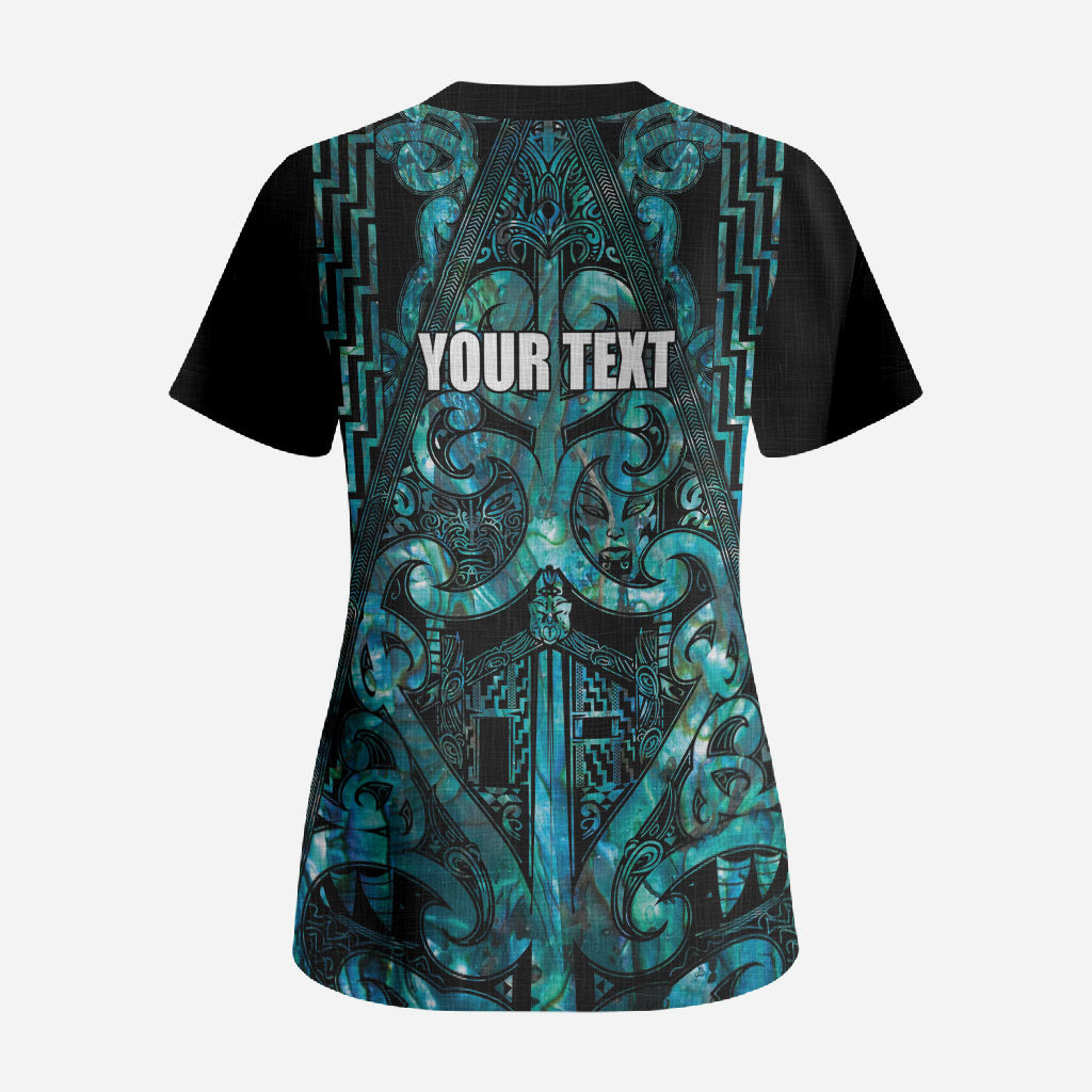 Maori Language Week Personalised Scrub Top Kia Mau Ki To Ukaipo Paua Shell Color LT14 - Polynesian Pride