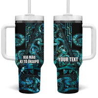 Maori Language Week Personalised Tumbler With Handle Kia Mau Ki To Ukaipo Paua Shell Color LT14 One Size: 40 oz Turquoise - Polynesian Pride