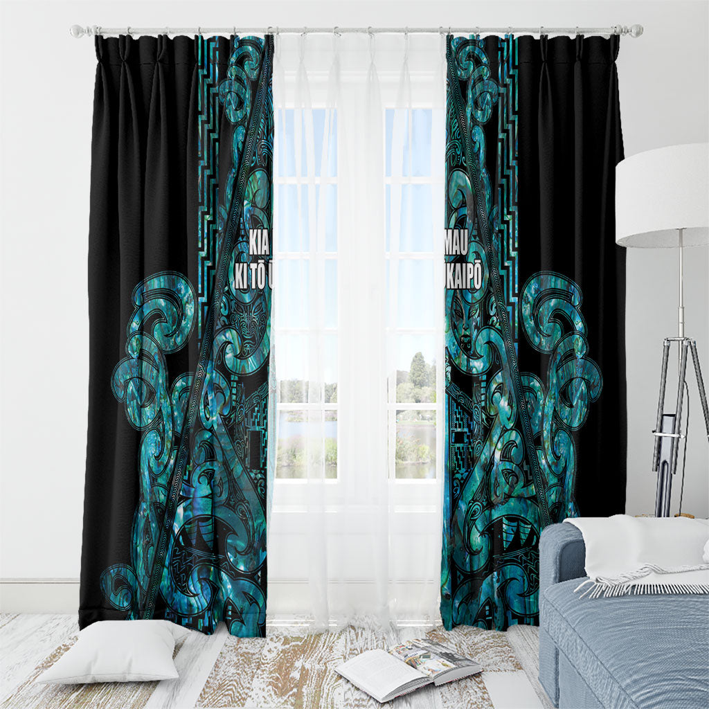 Maori Language Week Window Curtain Kia Mau Ki To Ukaipo Paua Shell Color LT14 - Polynesian Pride