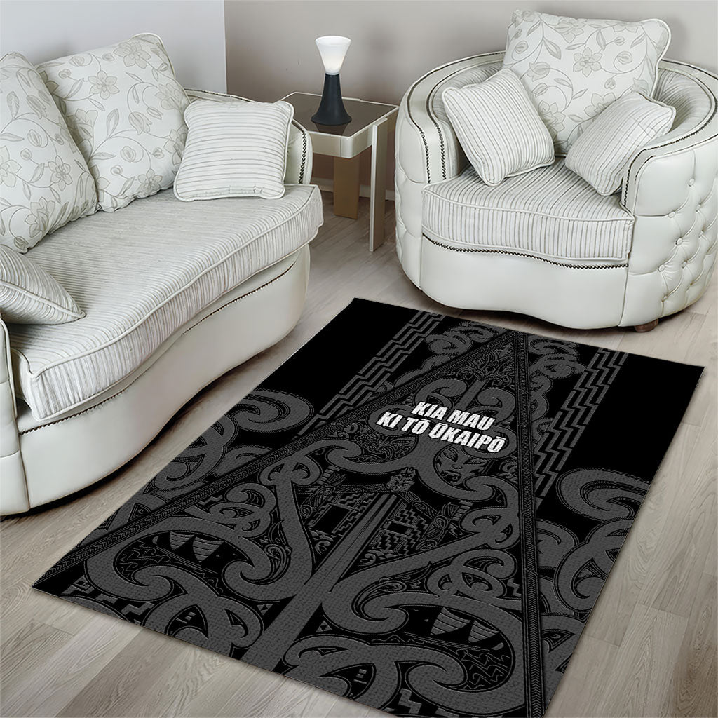 Maori Language Week Area Rug Kia Mau Ki To Ukaipo Grey Color LT14 - Polynesian Pride