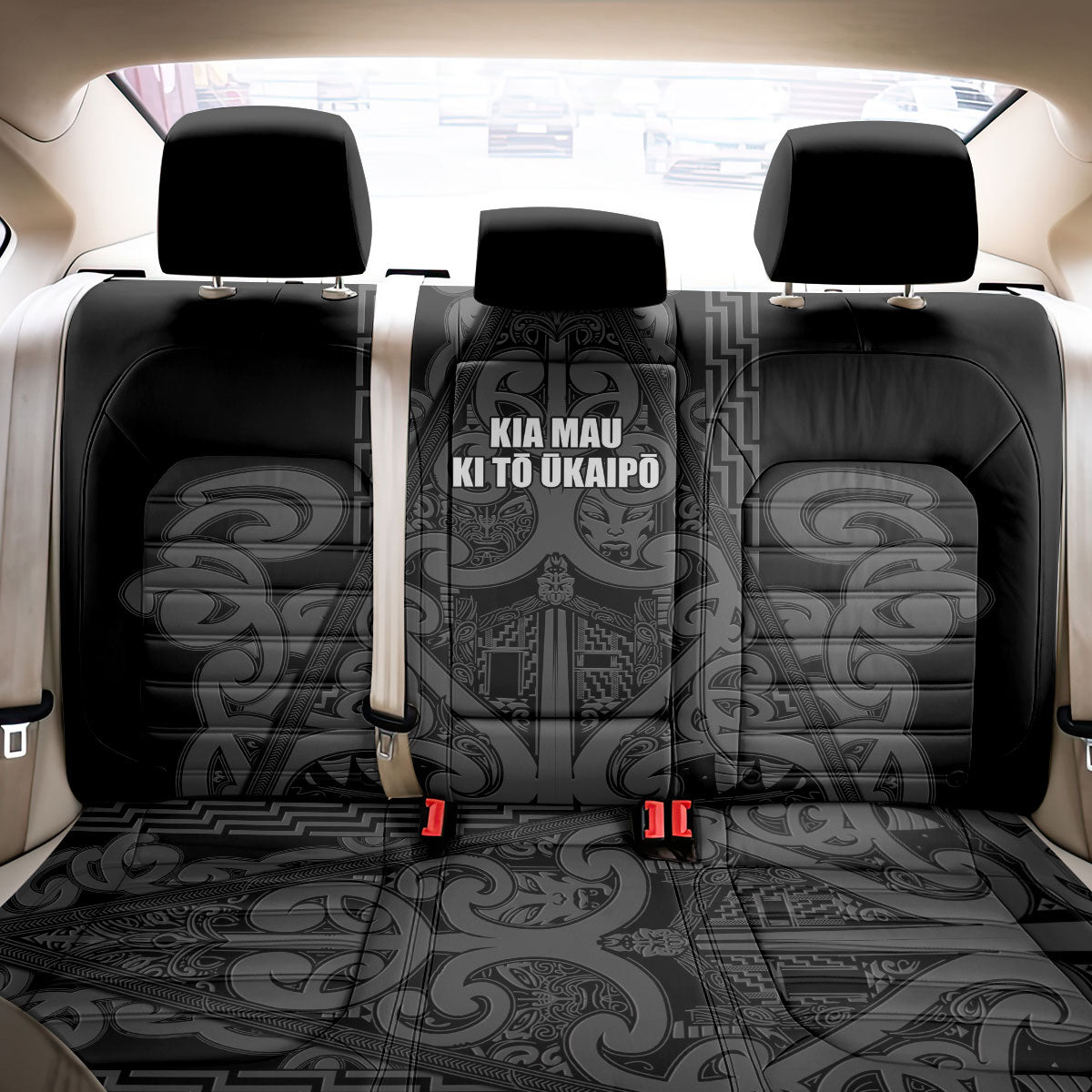 Maori Language Week Back Car Seat Cover Kia Mau Ki To Ukaipo Grey Color LT14 - Polynesian Pride
