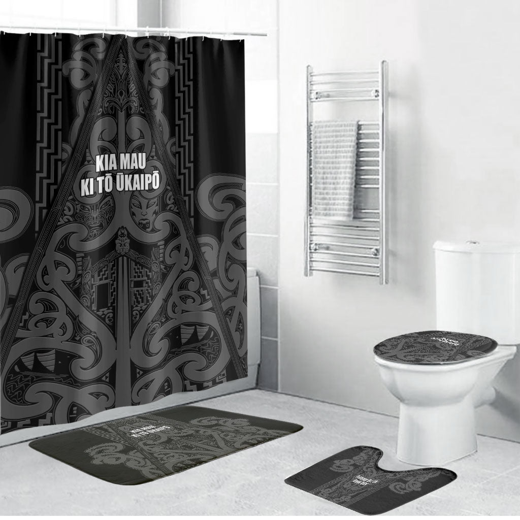 Maori Language Week Bathroom Set Kia Mau Ki To Ukaipo Grey Color LT14 Bathroom Set (4 pcs) Grey - Polynesian Pride