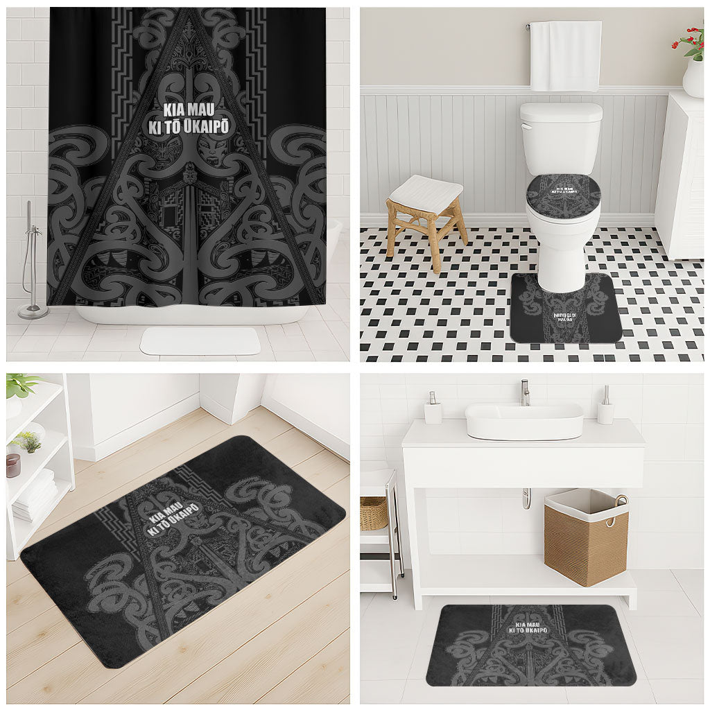 Maori Language Week Bathroom Set Kia Mau Ki To Ukaipo Grey Color LT14 - Polynesian Pride