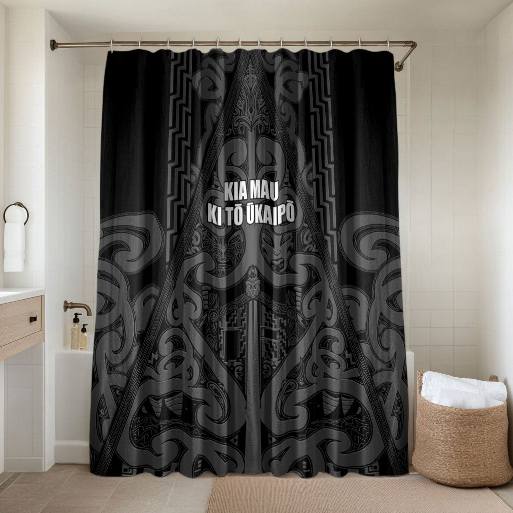 Maori Language Week Bathroom Set Kia Mau Ki To Ukaipo Grey Color LT14 Shower Curtain Only Grey - Polynesian Pride