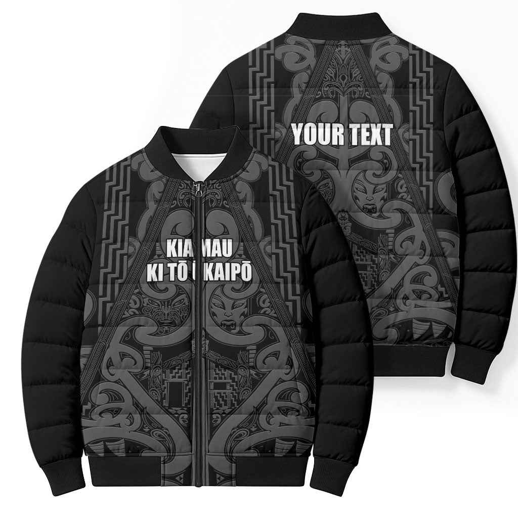 Maori Language Week Personalised Bomber Puffer Jacket Kia Mau Ki To Ukaipo Grey Color LT14 - Polynesian Pride