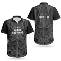 Maori Language Week Personalised Couples Matching Puletasi and Hawaiian Shirt Kia Mau Ki To Ukaipo Grey Color LT14 - Polynesian Pride
