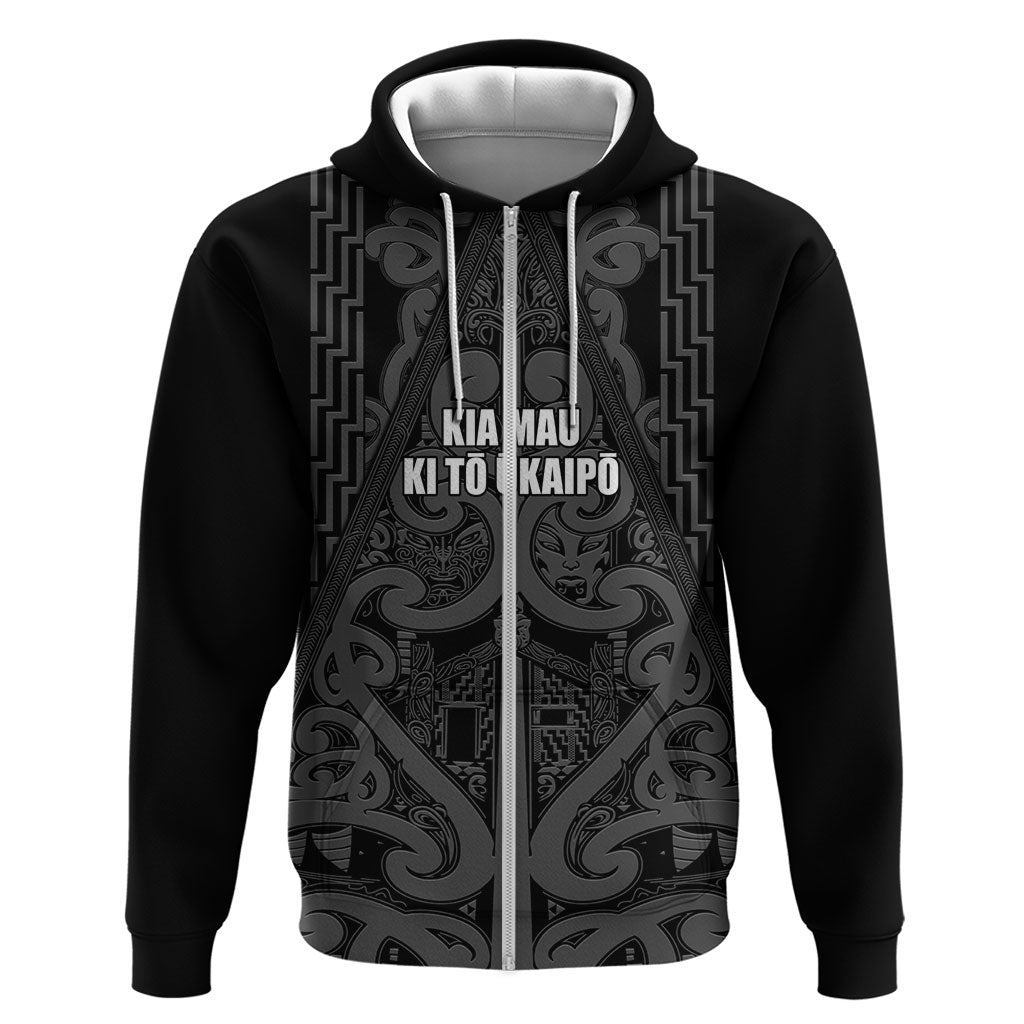 Maori Language Week Personalised Hoodie Kia Mau Ki To Ukaipo Grey Color LT14 Zip Hoodie Grey - Polynesian Pride