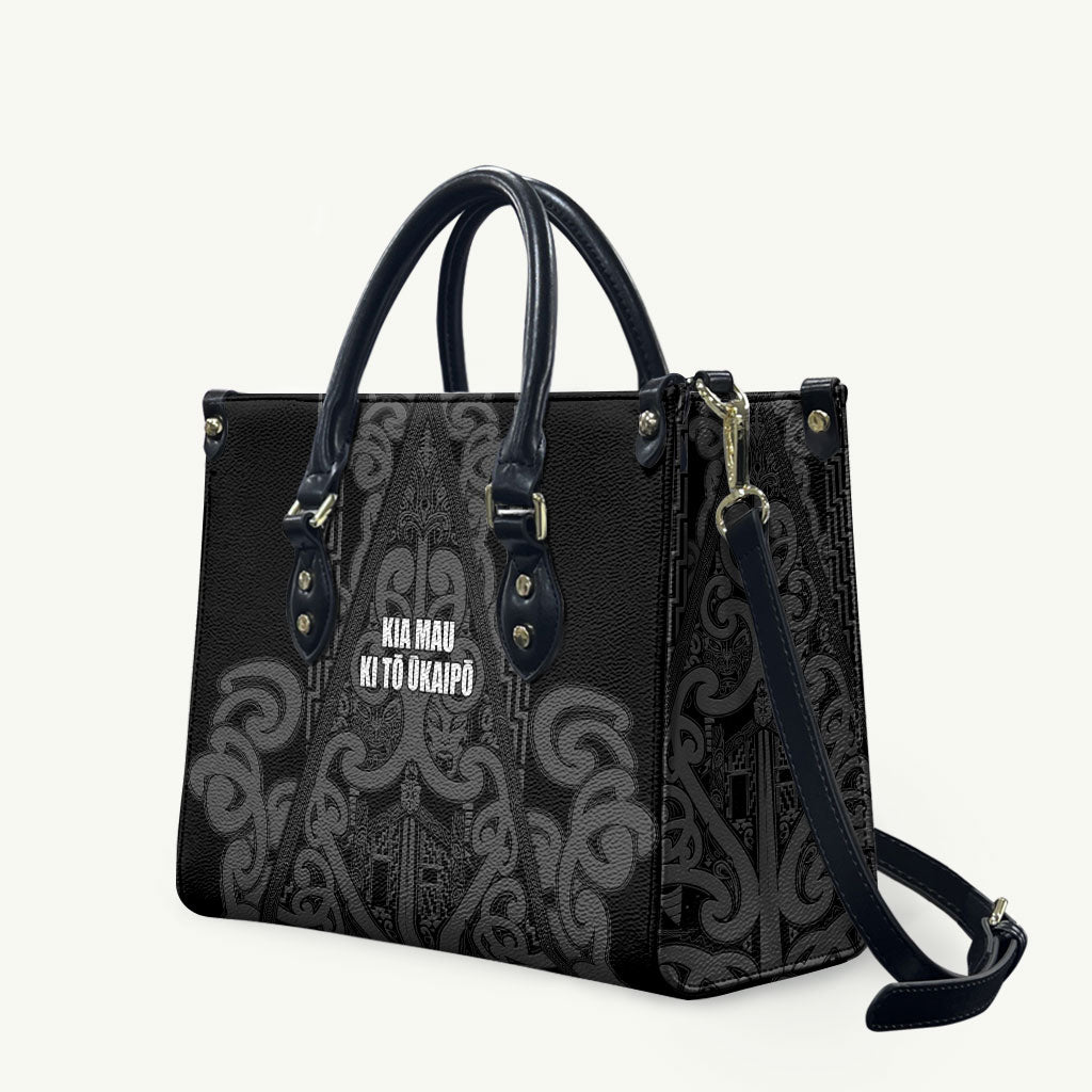 Maori Language Week Leather Bag Kia Mau Ki To Ukaipo Grey Color LT14 Grey - Polynesian Pride