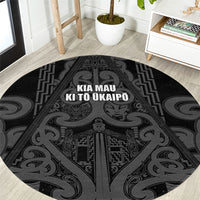 Maori Language Week Round Carpet Kia Mau Ki To Ukaipo Grey Color LT14 Grey - Polynesian Pride