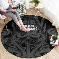 Maori Language Week Round Carpet Kia Mau Ki To Ukaipo Grey Color LT14 - Polynesian Pride