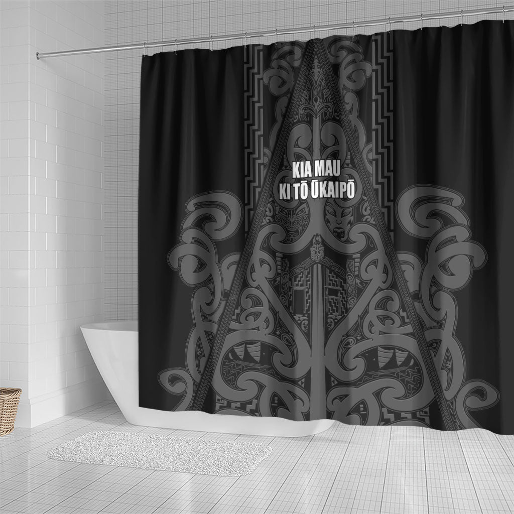 Maori Language Week Shower Curtain Kia Mau Ki To Ukaipo Grey Color LT14 - Polynesian Pride